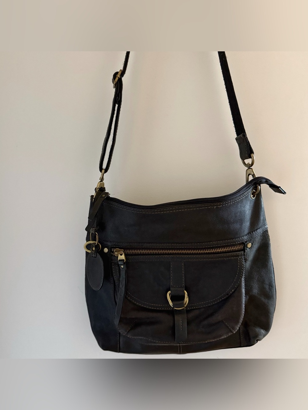 Vintage Fossil Leather Messenger Bag